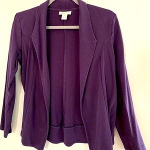Purple open front cotton blazer